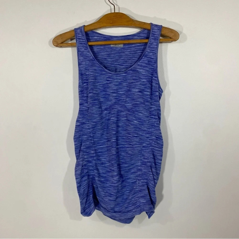 3 for $20 Athleta Fastest Track Heathered Blue Ruched Seamless Tank Top